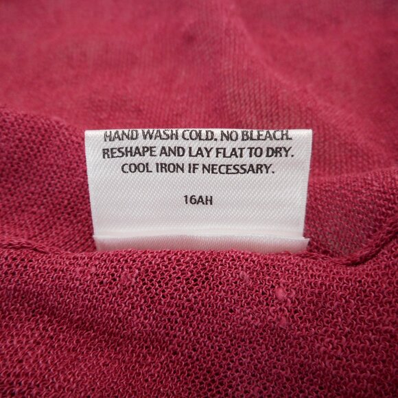 Eileen Fisher Women's size M Linen Blend Sheer Cardigan Raspberry Red - Picture 11 of 12